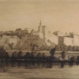 Percy J Westwood an antique Etching, signed, stamped, titled "Avignon from Villeneuve".