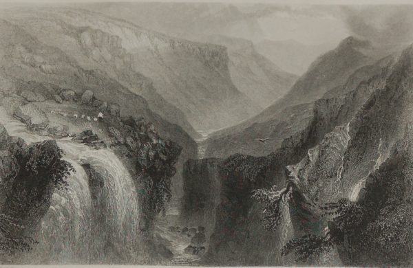 1860 engraving by J C Bentley after a painting by William Bartlett , entitled Head of Glenmalure.