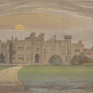 An antique colour print a chromolithograph from 1880 of  Garnstone Castle. It was designed by John Nash in 1807.