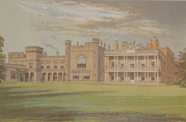Knowsley Hall Antique Print 1880