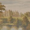 antique colour print a chromolithograph from 1880 of  Ripley Castle in North Yorkshire