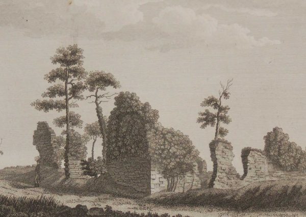 1797 Antique Print a copper plate engraving of the Abbey of Clonthuskert in County Roscommon, Ireland. Mac Dermot Roe rebuilt in 1385.