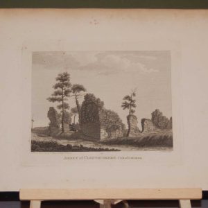 1797 Antique Print a copper plate engraving of the Abbey of Clonthuskert in County Roscommon, Ireland. Mac Dermot Roe rebuilt in 1385.