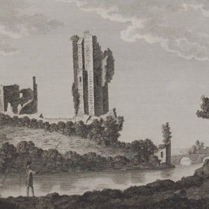 1797  antique print a copperplate engraving of Rockbarton Castle in County Limerick, Ireland.
