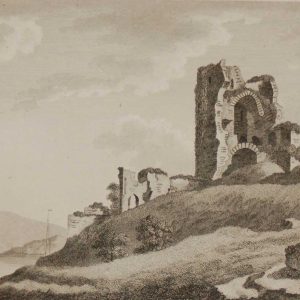1797 antique print a copperplate engraving of Strancally Castle in County Laois, Ireland