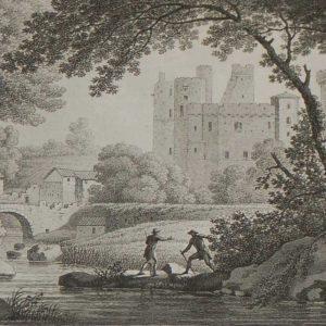 Vue du Chateau de Clisson, pris des lords de la Moine 1817 antique print