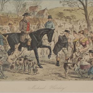 Original 1854 hand coloured antique sporting print, a steel engraving by John Leech titled, Michael Hardey.