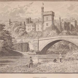 Antique print an engraving of Lismore Castle, County Waterford, Ireland done in 1892
