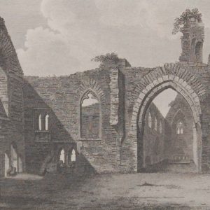 1797 Antique Print a copper plate engraving of Strade Abbey County Mayo, Ireland.