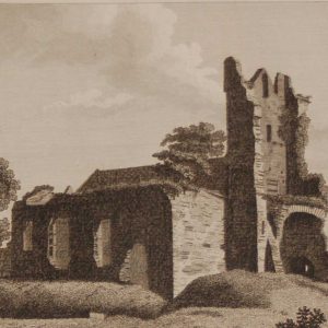 1797 Antique Print a copper plate engraving of South West view of Ardee Church, County Louth, Ireland.
