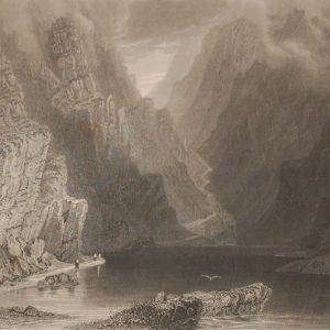 1841 Antique Steel engraving titled Gap of Dunloe. The print was engraved by J T Wilmore and is after a drawing by William Bartlett.
