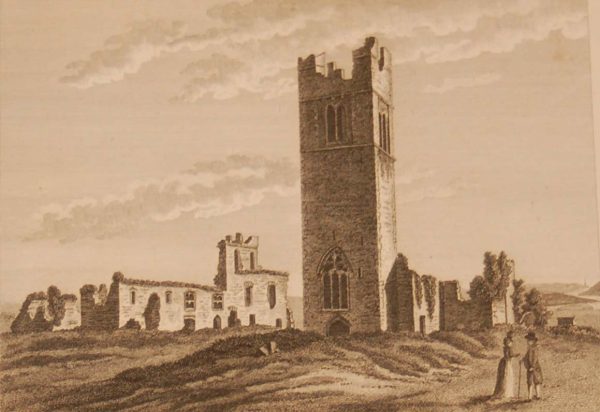 1797 antique print a copper plate engraving of Slanes College in County Meath, Ireland.