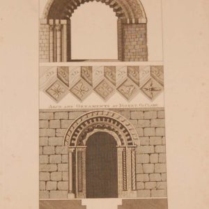 Antique print, from 1797 a copperplate engraving arches Kildare and Clare, Ireland, after original drawings by Francis Grose.