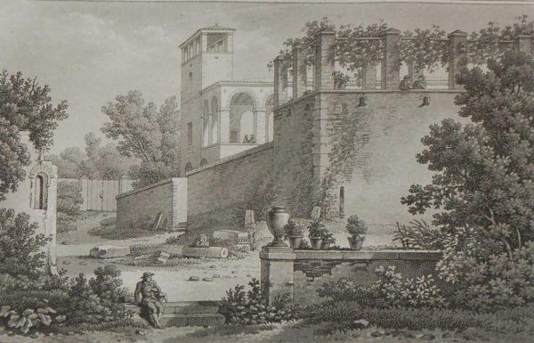 aquatint from 1817 by the famous Austrian engraver Benedict Piringer, titled, Vue d'une Terrasses et du Belvedére de la maison Valentin á Clisson.