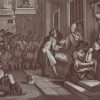 Antique print an engraving after William Hogarth . The engraving is titled Industry and Idleness Plate 6