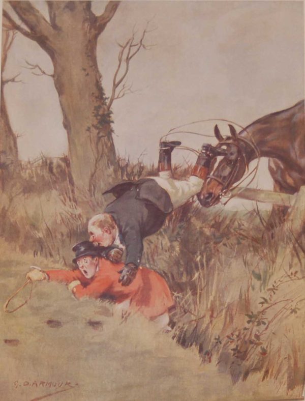 Vintage 1935 colour print by G D Armour ( George Denholm Armour 1864 to 1949), the print is titled Plate I- Shakespeare for the hunting field