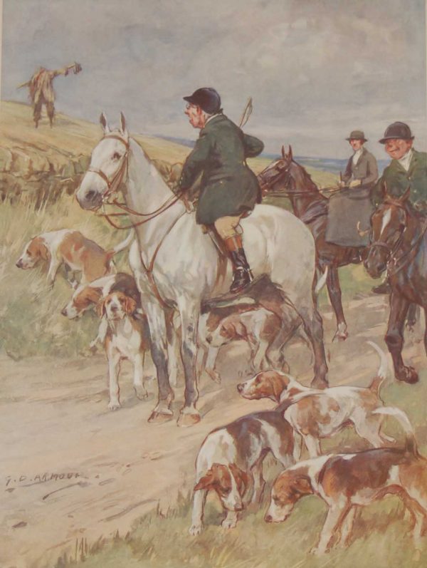 Vintage 1935 colour print by G D Armour ( George Denholm Armour 1864 to 1949), the print is titled Plate V- Proverbs Revised