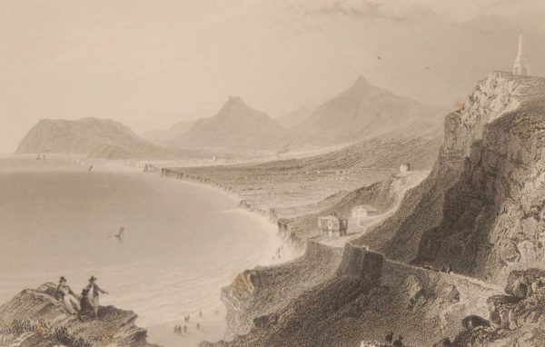 1841 Antique Steel engraving of Killiney Bay, Dublin, Ireland. The print, engraved by R Wallis & is after a drawing by William Bartlett.