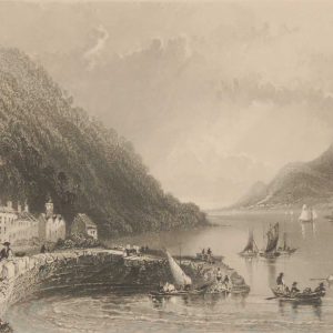 1841 Antique Steel engraving of Ross Trevor Pier, County Down, Ireland. The print was engraved by Robert Brandard & is after a drawing by William Bartlett.