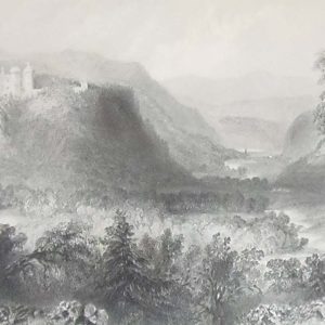 1841 Antique Steel engraving of Castle Howard Vale of Avoca, Wicklow. The print was engraved by S Bradshaw and is after a drawing by William Bartlett.