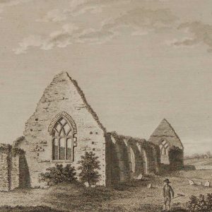 1797 antique print a copper plate engraving of Gray Abbey, County Down, Ireland.