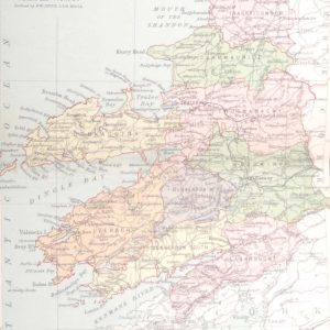 1881 Antique Colour Map of The County of Kerry printed by George Philips, with the map constructed by John Bartholomew and edited by P. W. Joyce.
