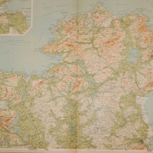 Large vintage map from 1922 of Ireland North, the map shows Ireland north from the top of Dublin and part Kildare, featuring Louth, Meath, Longford, Roscommon, Galway , Leitrim, Donegal, Derry , Tyrone, Down, Antrim, Armagh, Cavan and Monaghan.