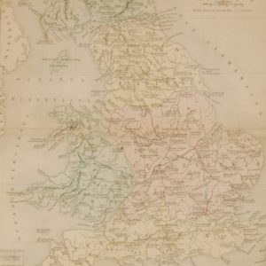 1851 antique map titled Britannia ( Britain) , the map has the roman place names with the English version in brackets.