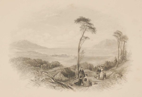 1850 antique print a steel engraving of Rosstrevor in County Down. The print was engraved by J Hinchcliffe and is after a drawing by Thomas Creswick. 