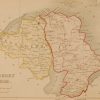 Antique colour Map of Derry and Antrim, the map was engraved by A Adlard and published by Hall and Virtue in London. These maps are referenced as being produced between 1846 and 1850.