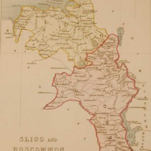 Antique colour Map of Sligo and Roscommon, the map was engraved by A Adlard and published by Hall and Virtue in London.
