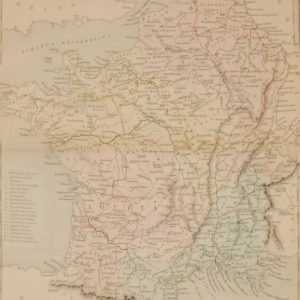 1851 antique map of Gallia, Gallia and Gaul where the Roman names for what we call France today. Map has the list of the Roman provinces of France.