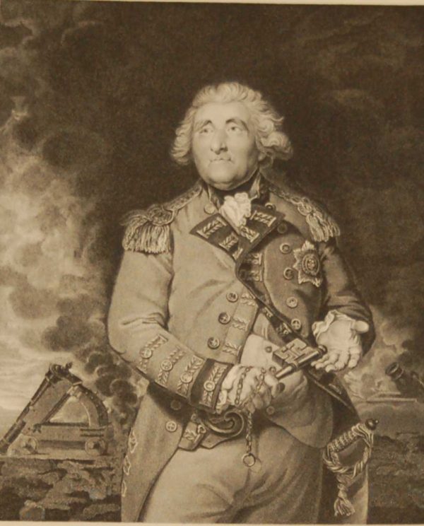 Lord Heathfield with the keys of Gibraltar, antique print, Victorian, an engraving from circa 1880 after the original painting by Sir Joshua Reynolds.