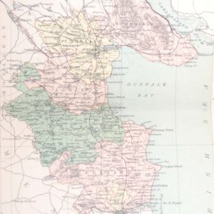 1881 Antique Colour Map of The County of Louth printed by George Philips, with the map constructed by John Bartholomew and edited by P. W. Joyce.