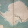 Large vintage map from 1922 titled South Polar Region. The map shows the South Pole, mapping pack ice from the time also.