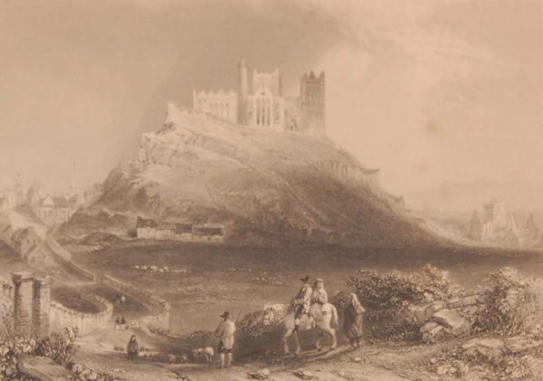 1841 Antique print a steel engraving of the Approach to Cashel, County Tipperary, Ireland . The print was engraved by C Cousen and is after a drawing by William Bartlett.