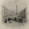 Antique print of Sackville Street, Dublin, now O'Connell Street, a steel engraving from 1837,after a drawing by Thomas Creswick & was engraved by H Wallis.