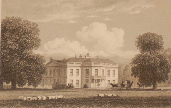 Cokethrope Park Oxfordshire, antique print, an engraving from the late Georgian period. The original drawing was done by J P Neale.