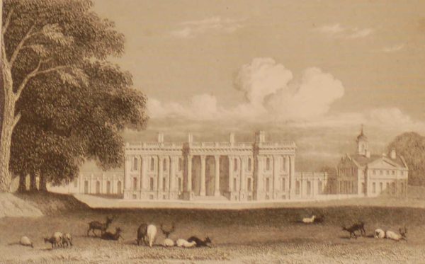 Heythorpe House, Oxfordshire, antique print, an engraving from the late Georgian period, published in 1831.