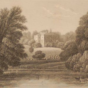 Nuneham Courtenay Oxfordshire, antique print, an engraving from the late Georgian period. The original drawing was done by J P Neale.