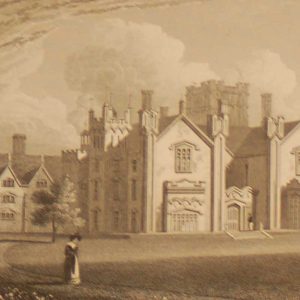 Stanley Hall Shropshire, antique print, an engraving from the late Georgian period. The original drawing was done by J P Neale.