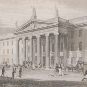 Post Office Dublin, 1832 Antique Print. The print was engraved by Benjamin Winkles and is after a drawing by George Pertrie.