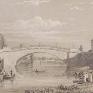 Sarah's Bridge on the River Anna Liffey 1832 Antique Print.  The print was engraved by Edw Goodall and is after a drawing by George Pertrie.