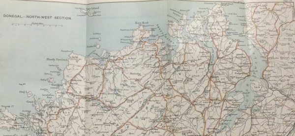 Antique map of Donegal North West Section from 1887 from 1887. Map shows from Aran Island over to Derry and up to Fanad Head.