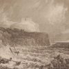 Antique print Greece, 1892 steel engraving of Promontory of Sunium from the sea.