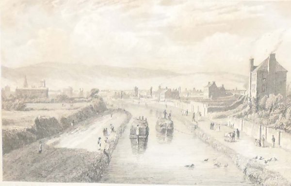 Dublin, from Blaquiere Bridge, Royal Canal 1832 Antique Print. The print was engraved by Edw Goodall and is after a drawing by George Pertrie.