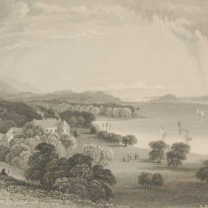 Antique print from 1832 of Bantry House, Cork, Ireland.  The print was engraved by J C Varrall and is after a drawing by William Bartlett.