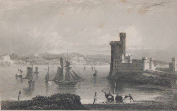 Antique print from 1832 of Blackrock Castle Cork from the River Lee.  The print was engraved by Mottram and is after a drawing by William Bartlett.