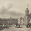 Antique print from 1832 of the Great Court Yard, Dublin Castle. The print was engraved by Edward Goodall and is after a drawing by George Petrie.