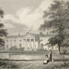 Antique print from 1832 of the Vice Regal Lodge Phoenix Park, Dublin now Áras an Uachtaráin. The print was engraved by J Mc Gahey and is after a drawing by George Petrie.